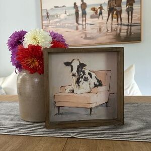 Rustic Framed Cow Art Print